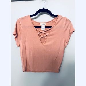 Cropped Lace-up T-shirt 🌼🌸